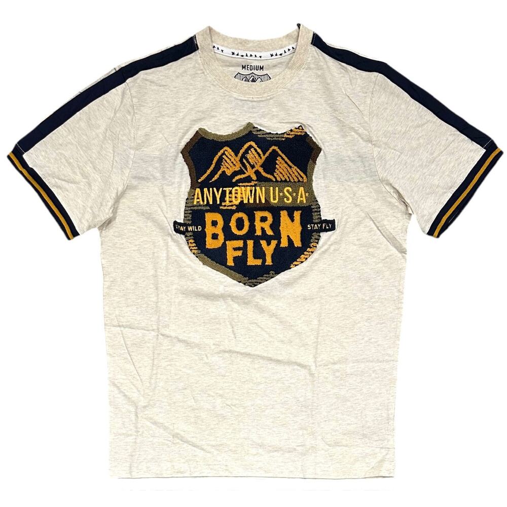 Born Fly Men's T-Shirt Sherpa Patch Anytown USA Premium Short Sleeve Tee